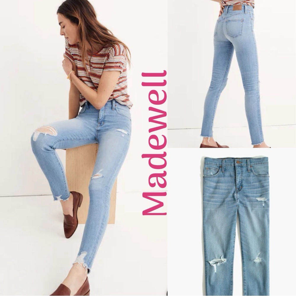 Madewell Women's Distressed Light Blue Skinny Jeans